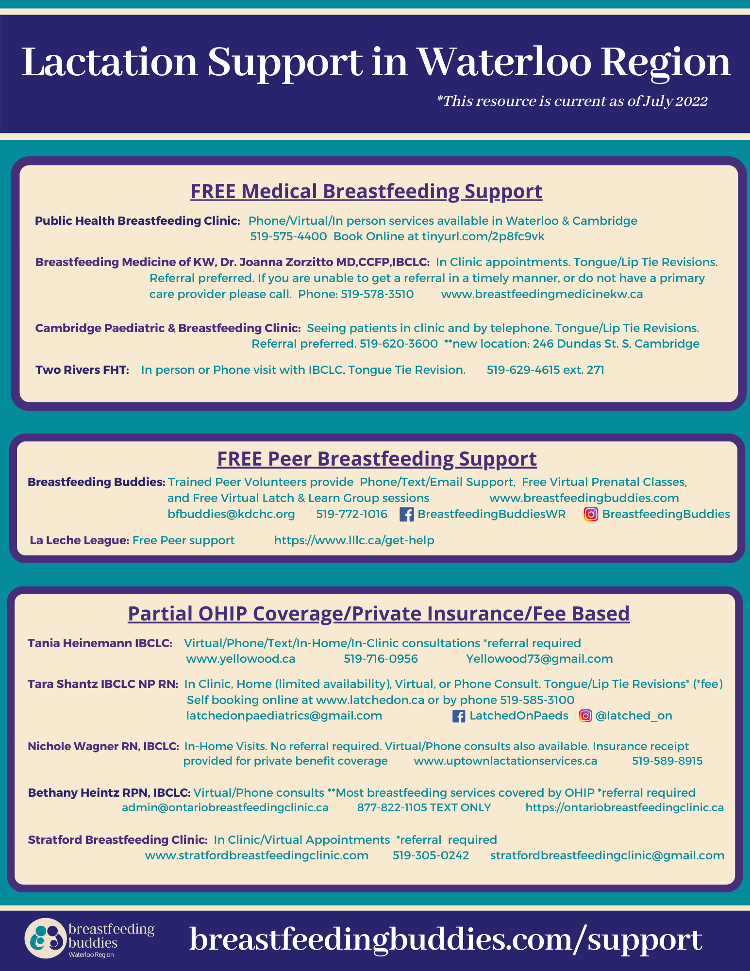 Current Breastfeeding Support in Waterloo Region Breastfeeding Buddies